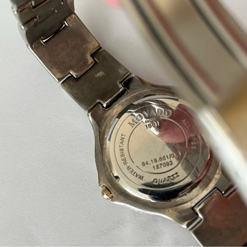 Movado Vintage Watch Esperanza Model 90’s Black Dial Gold Tone Stainless Steel - Picture 4 of 12